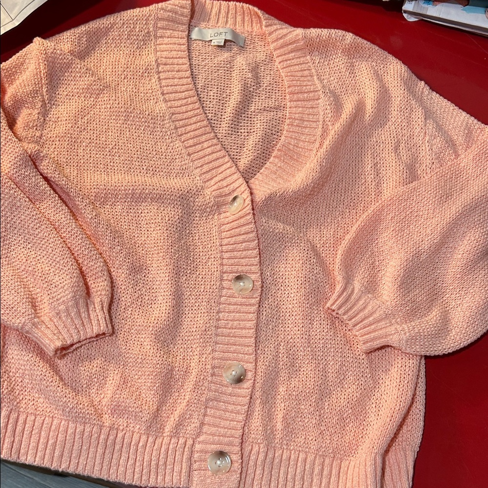 LOFT Women's Peach Cardigan Sweater